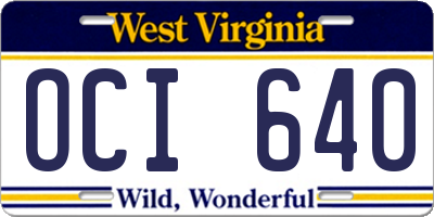 WV license plate OCI640