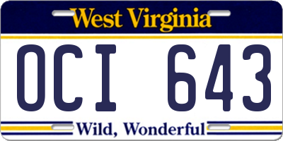WV license plate OCI643