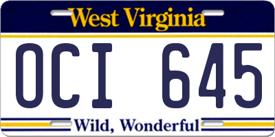 WV license plate OCI645