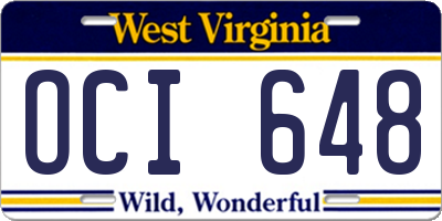 WV license plate OCI648