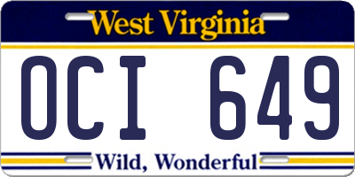 WV license plate OCI649