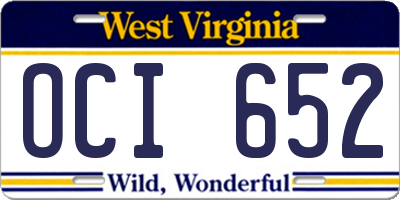 WV license plate OCI652
