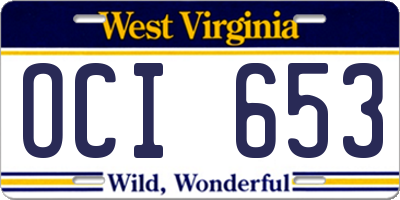 WV license plate OCI653