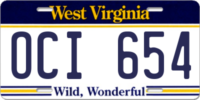 WV license plate OCI654