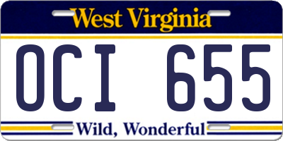 WV license plate OCI655