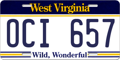 WV license plate OCI657