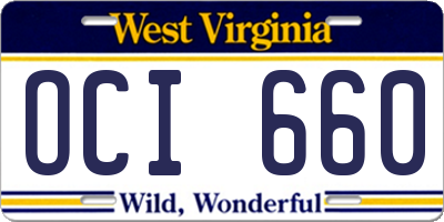 WV license plate OCI660
