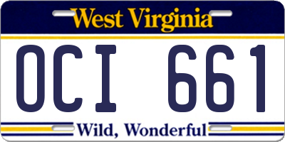 WV license plate OCI661