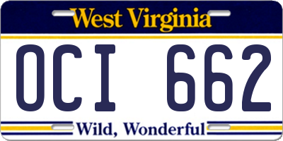WV license plate OCI662