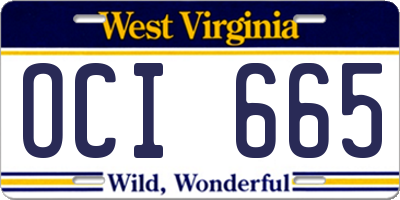 WV license plate OCI665