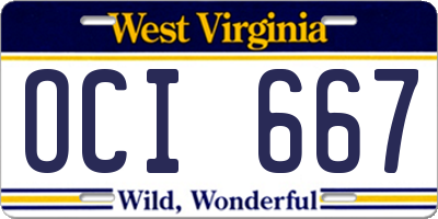 WV license plate OCI667