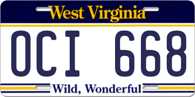 WV license plate OCI668