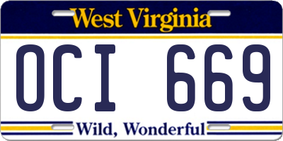 WV license plate OCI669