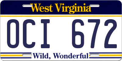 WV license plate OCI672