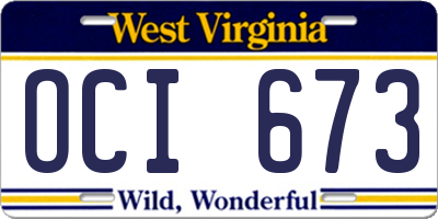 WV license plate OCI673