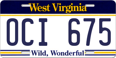 WV license plate OCI675