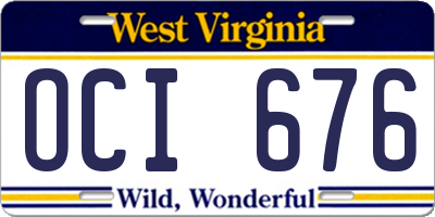 WV license plate OCI676