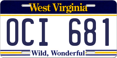 WV license plate OCI681