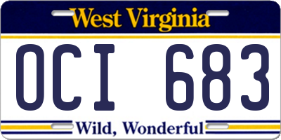 WV license plate OCI683