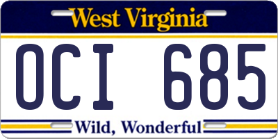 WV license plate OCI685