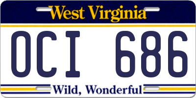 WV license plate OCI686