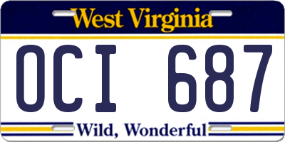 WV license plate OCI687