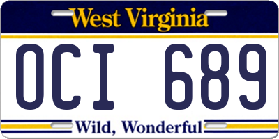WV license plate OCI689