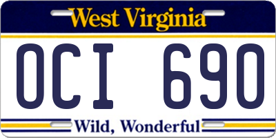WV license plate OCI690