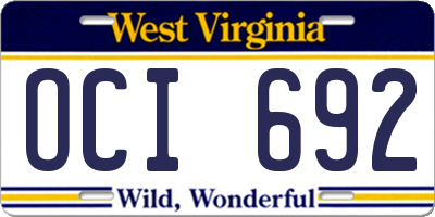 WV license plate OCI692