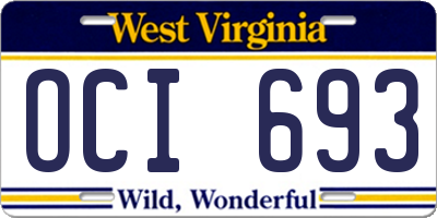 WV license plate OCI693