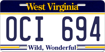 WV license plate OCI694