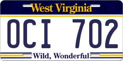 WV license plate OCI702