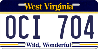 WV license plate OCI704