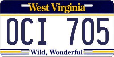 WV license plate OCI705