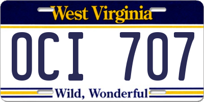 WV license plate OCI707