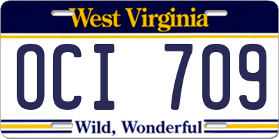 WV license plate OCI709