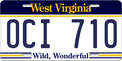 WV license plate OCI710