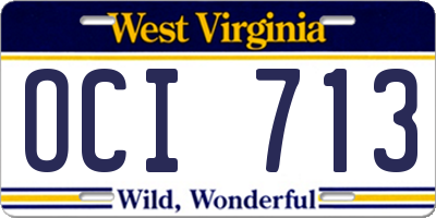 WV license plate OCI713