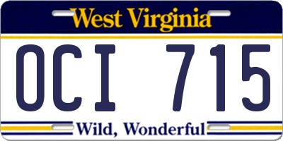 WV license plate OCI715