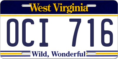 WV license plate OCI716
