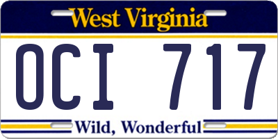 WV license plate OCI717