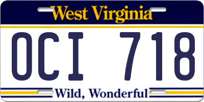 WV license plate OCI718