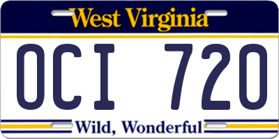 WV license plate OCI720