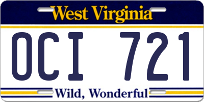 WV license plate OCI721