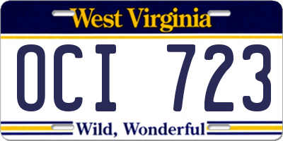 WV license plate OCI723
