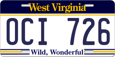 WV license plate OCI726
