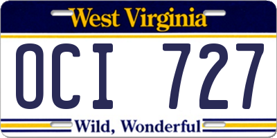 WV license plate OCI727