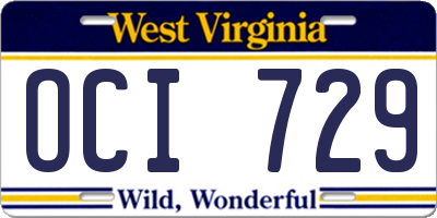 WV license plate OCI729