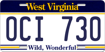 WV license plate OCI730