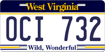 WV license plate OCI732